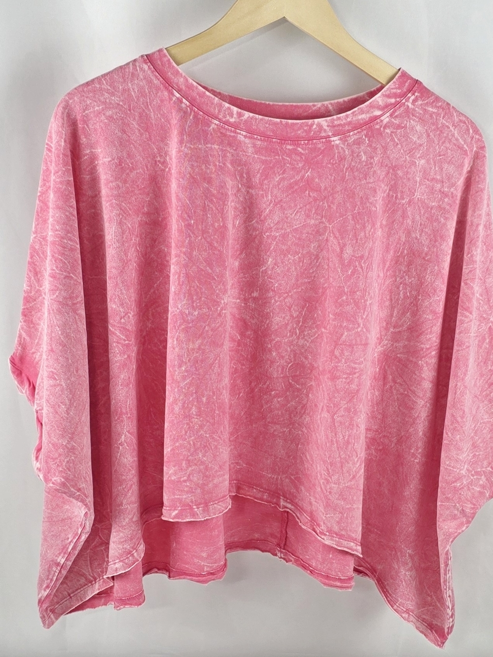 NWT Zanana Pink Mineral Wash Oversized Boho Top One Size Flowy Boxy Tee